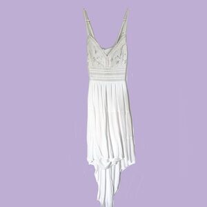 Streetwear Society White Crotchet Flowy Bohemian High Low Dress Size Medium